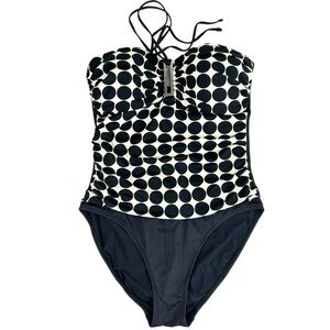 LA BLANCA Womens Polka Dot Retro Rockability Pin Up One Piece Swimsuit Size 10